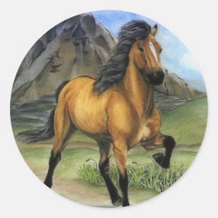 Icelandic Horse Golden Tolt Classic Round Sticker