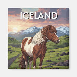 Icelandic Horse in Iceland Travel Magnet