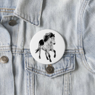 Icelandic horse in motion 7.5 cm round badge