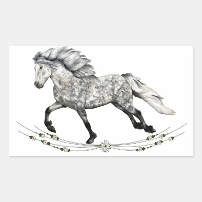 Icelandic Horse mare Grá Rectangular Sticker (Front)