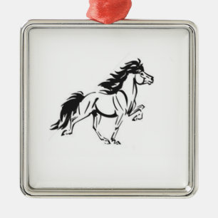Icelandic Horse Metal Tree Decoration