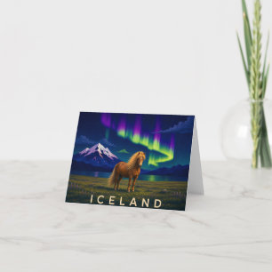 Icelandic Horse Northern Lights Iceland Thank You  Card