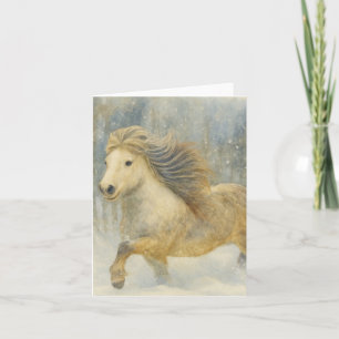 Icelandic Horse Winter Scene Card