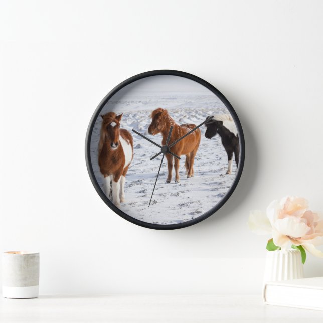 Icelandic Horse with Typical Winter Coat Clock (Home)