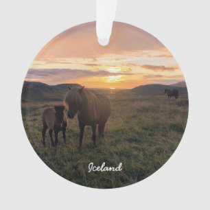 Icelandic horses - ceramic ornament