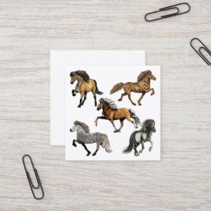 Icelandic Horses in Gait Square Business Card