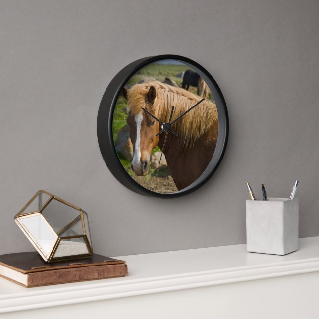 Icelandic Horses in Northeastern Iceland Clock (Office)