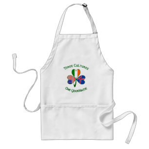 Icelandic Irish American Flags Shamrock Your Name Standard Apron