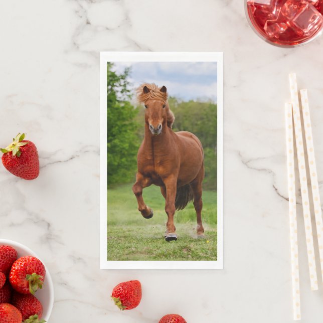 Icelandic Pony Runs Tölt Funny Photo Horse Lovers Napkin (Insitu)