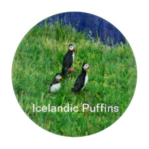 Icelandic Puffins in Summer Cutting Board