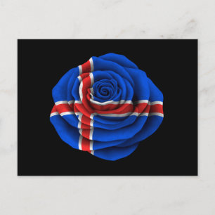 Icelandic Rose Flag on Black Postcard