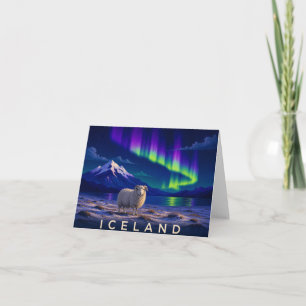 Icelandic Sheep Northern Lights Iceland Thank You Card