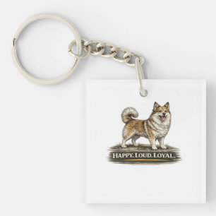 Icelandic Sheepdog – Happy Loud Loyal Key Ring
