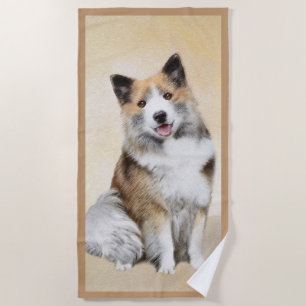 Icelandic Sheepdog Painting - Original Dog Art Beach Towel