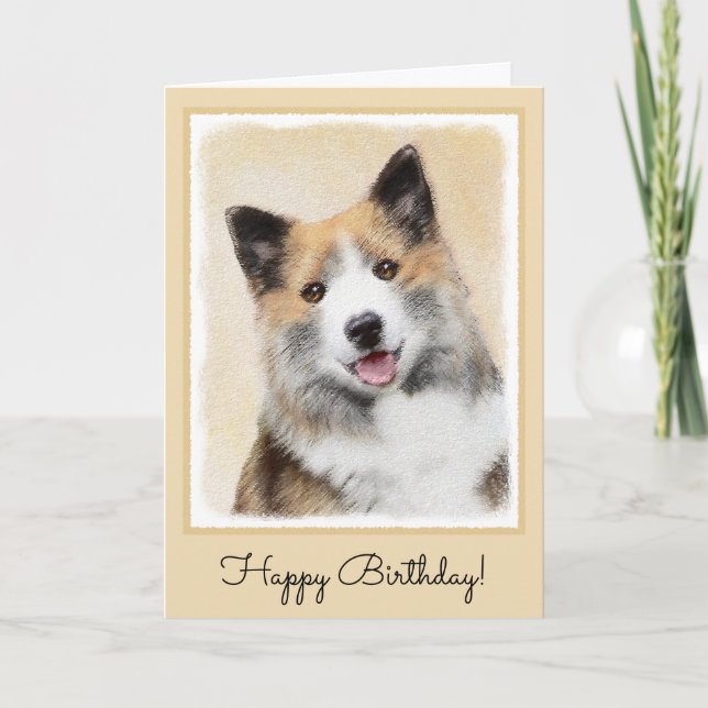 Icelandic Sheepdog Painting - Original Dog Art Card (Front)