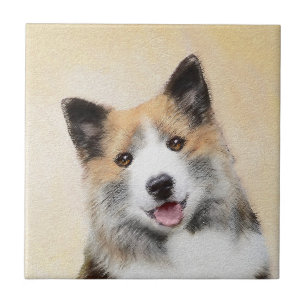 Icelandic Sheepdog Painting - Original Dog Art Ceramic Tile
