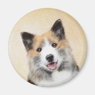 Icelandic Sheepdog Painting - Original Dog Art Magnet