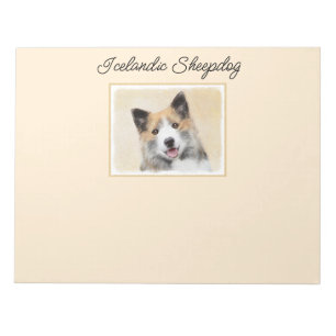 Icelandic Sheepdog Painting - Original Dog Art Notepad