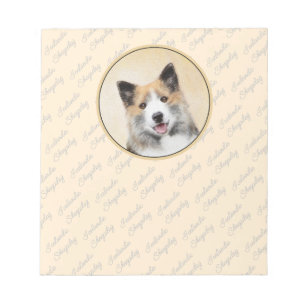 Icelandic Sheepdog Painting - Original Dog Art Notepad