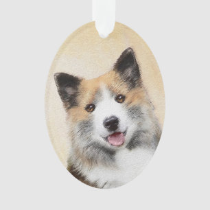 Icelandic Sheepdog Painting - Original Dog Art Ornament