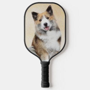 Icelandic Sheepdog Painting - Original Dog Art Pickleball Paddle