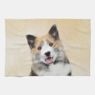 Icelandic Sheepdog Painting - Original Dog Art Tea Towel