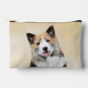 Icelandic Sheepdog Painting Tan Original Dog Art Accessory Pouch