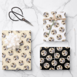 Icelandic Sheepdog Painting Tan Original Dog Art Wrapping Paper Sheet
