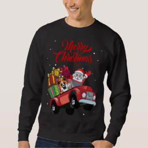 Icelandic Sheepdog With Santa Claus In Red Truck D Sweatshirt
