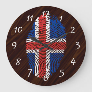 Icelandic touch fingerprint flag large clock