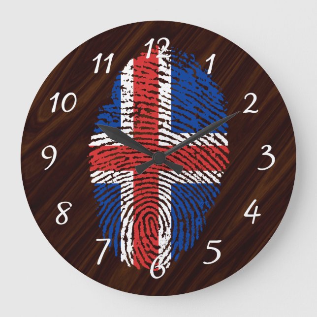 Icelandic touch fingerprint flag large clock (Front)