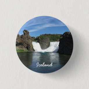 Icelandic waterfall 3 cm round badge