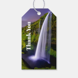 Icelandic Waterfall Green Nature Photo Thank You Gift Tags