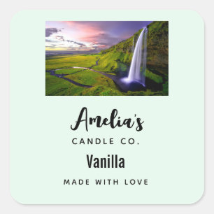 Icelandic Waterfall Nature Photo - Candle Biz Square Sticker