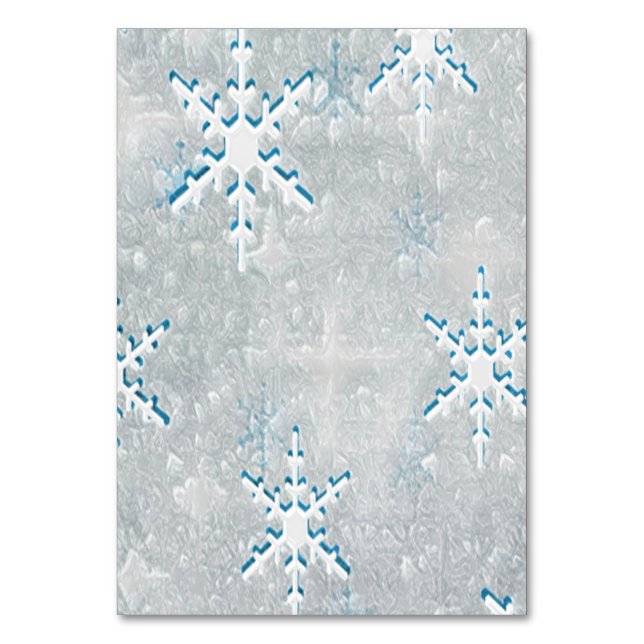 IceSnowflakes Christmas Wedding Table Card (Front)