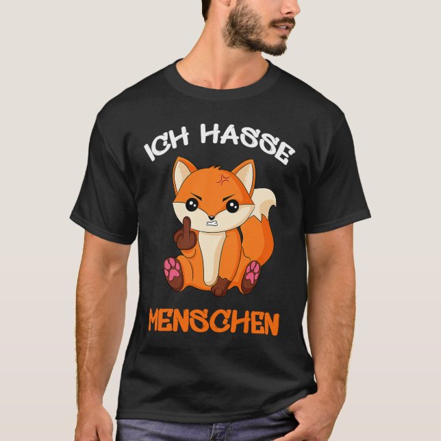 Ich hasse Menschen Fox Foxes Fun T-Shirt (Front)