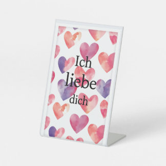 Ich liebe dich – Watercolor Heart Valentine Sign