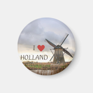 Ich liebe Holland Windmühlen Fotomagnet Magnet