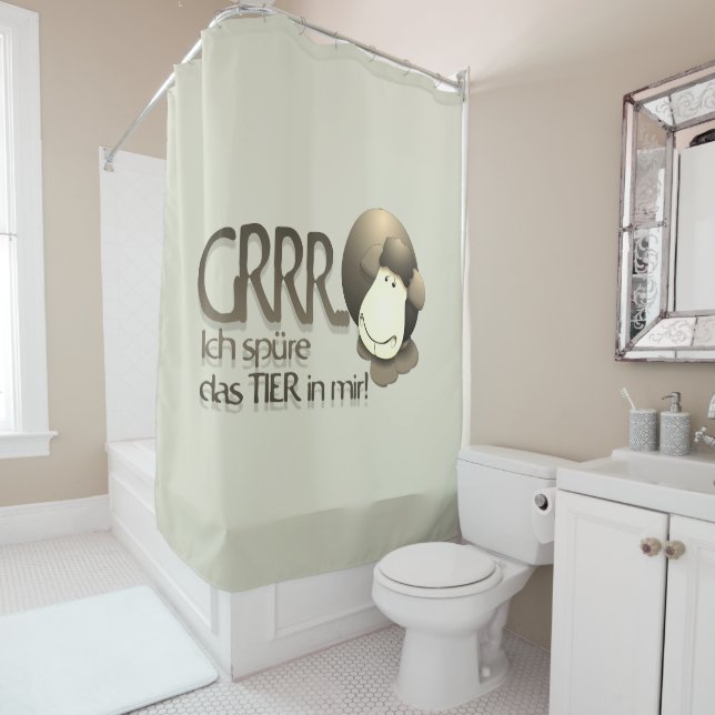 "Ich spüre das Tier in mir!" in Sepia Shower Curtain (In Situ)