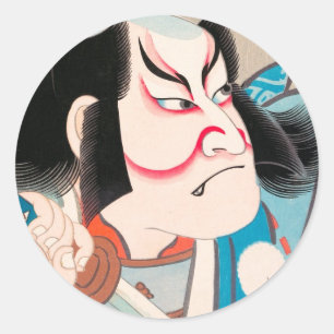 Ichikawa Danjuro kabuki samurai warrior tattoo art Classic Round Sticker