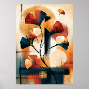 Icho Ginkgo Branch Japanese Graphic Modernist Bota Poster