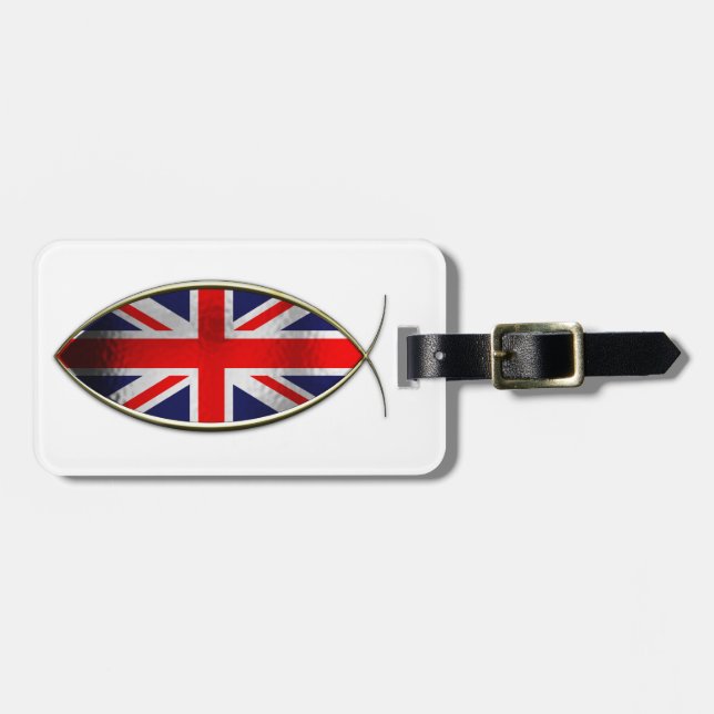 Ichthus - British Flag Luggage Tag (Front Horizontal)