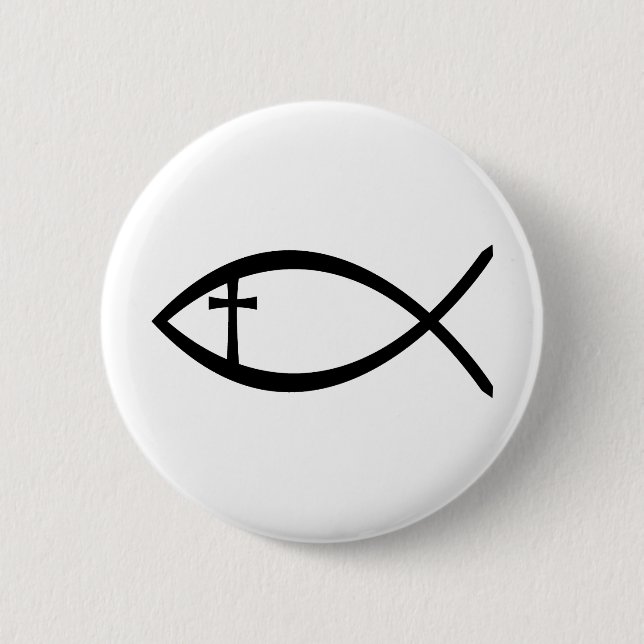 Ichthus Christian Fish 6 Cm Round Badge (Front)