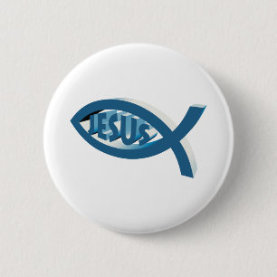 Ichthus - Christian Fish Symbol - Jesus Scripture 6 Cm Round Badge