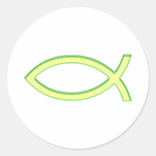 Ichthus - Christian Fish Symbol - Light Green Classic Round Sticker