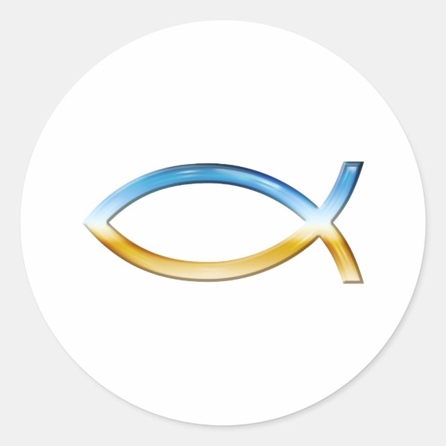 Ichthus - Christian Fish Symbol  Sky & Ground Classic Round Sticker (Front)