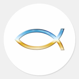 Ichthus - Christian Fish Symbol  Sky & Ground Classic Round Sticker