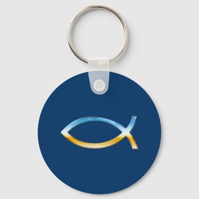 Ichthus - Christian Fish Symbol  Sky & Ground Key Ring (Front)