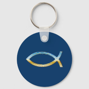 Ichthus - Christian Fish Symbol  Sky & Ground Key Ring