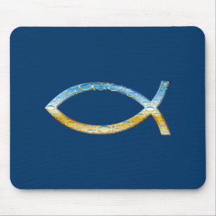 Ichthus - Christian Fish Symbol Sky & Ground Mouse Pad